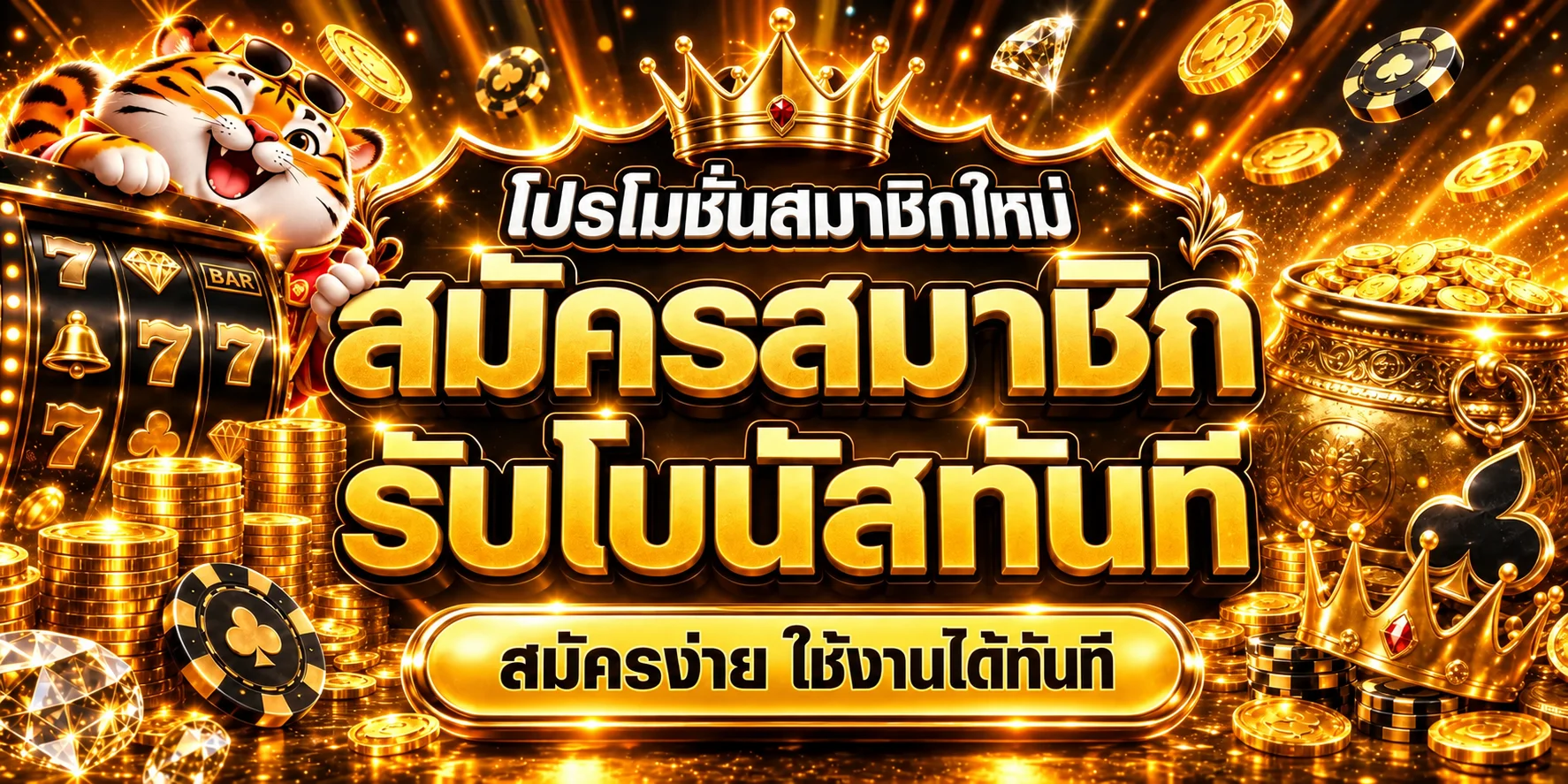 แบนเนอร์สมัคร PG8888 พร้อมมาสคอตเสือสีทอง